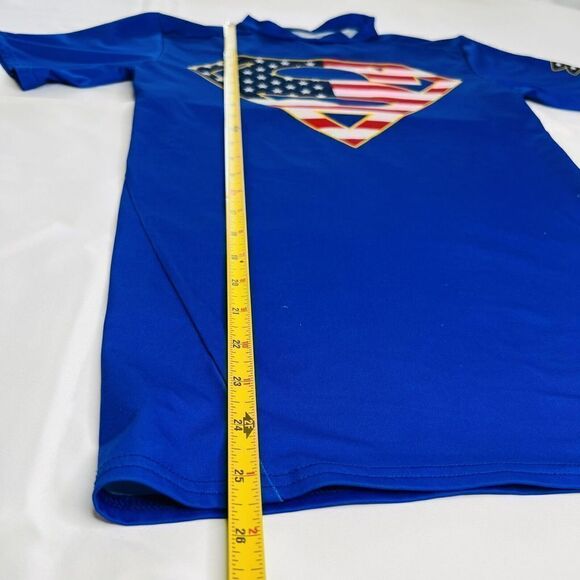 Under Armour Superman SM/P/P Shirt Mens Blue Compression Heatgear Superman 0662 - Picture 7 of 14
